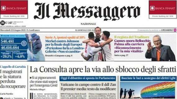 Il Messaggero in apertura: "Serie A, ipotesi spalti al 50%"