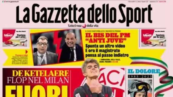 La Gazzetta in prima pagina con De Ketelaere: "Fuori gioco"