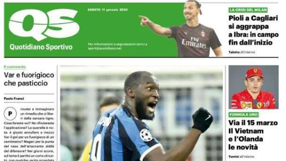 Il QS titola: "Pioli a Cagliari si aggrappa a Ibra: in campo fin dall’inizio"