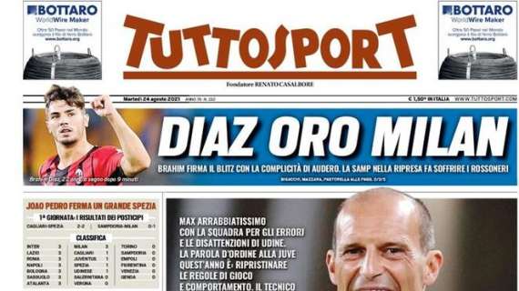 Tuttosport in prima pagina: "Diaz oro Milan"