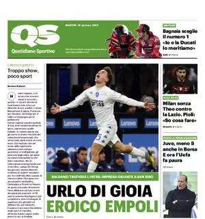QS: "Milan senza Theo contro la Lazio. Pioli: 'So cosa fare'"