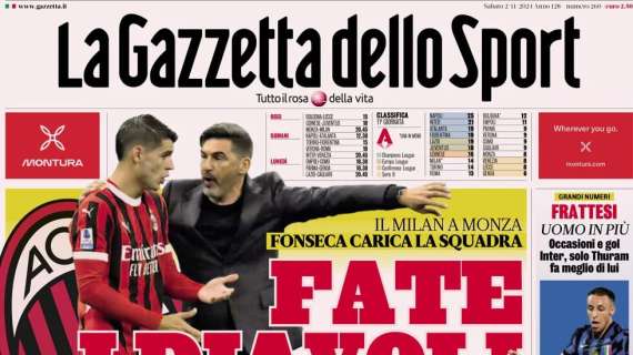 La Gazzetta in apertura sul Milan: "Fate i Diavoli. Ancora panchina per Leao"