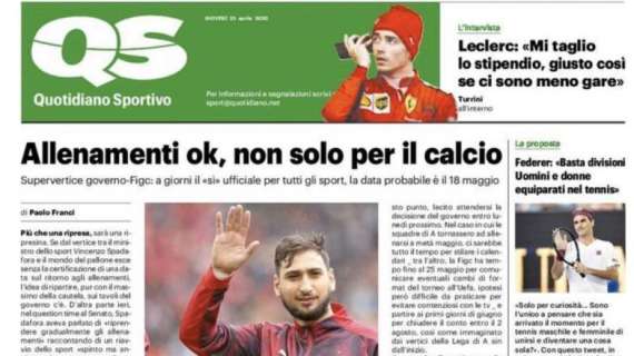 L'apertura del QS: "Allenamenti ok, non solo per il calcio"
