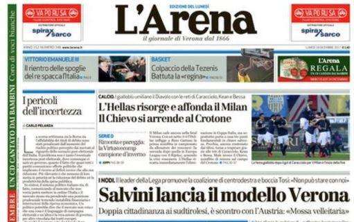 L'Arena e la vittoria dei gialloblu: "L'Hellas risorge e affonda il Milan"