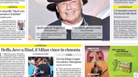 La Stampa intitola: "Beffa Juve a Riad, il Milan vince in rimonta"