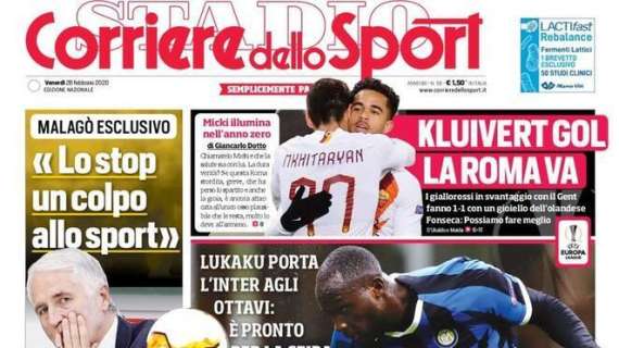 Il CorSport in prima pagina: "Porte chiuse: avanti anche in Coppa Italia"