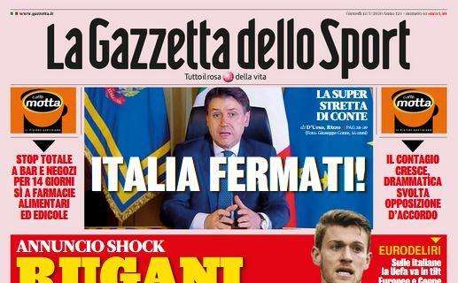 Coronavirus, La Gazzetta dello Sport: "Italia fermati!"