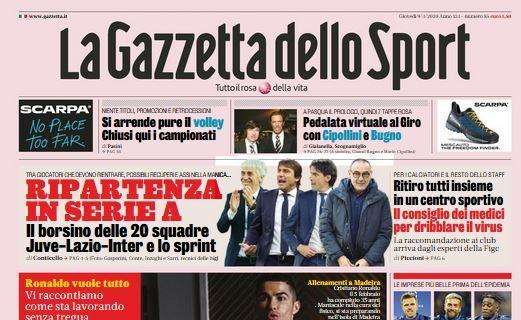 La Gazzetta dello Sport in prima pagina: "Ripartenza in Serie A"