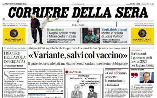CorSera: "Il Napoli solo in testa. Il Milan crolla in casa"