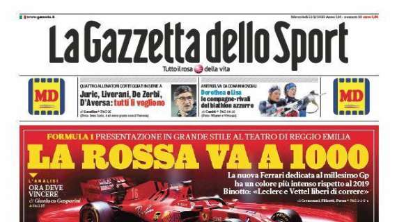La Gazzetta in apertura: "Milan sfida al Max"