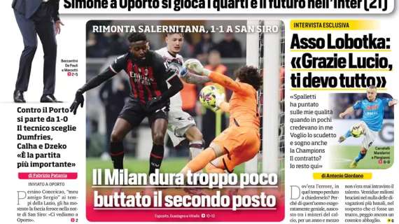 Il CorSport in prima pagina: "Il Milan dura troppo poco, buttato il secondo posto"