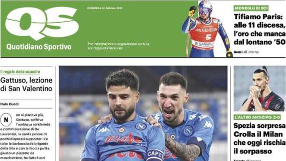Il QS titola: "Spezia sorpresa, crolla il Milan che oggi rischia il sorpasso"