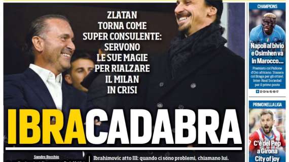 Tuttosport in apertura sul ritorno di Ibrahimovic al Milan: "Ibracadabra"