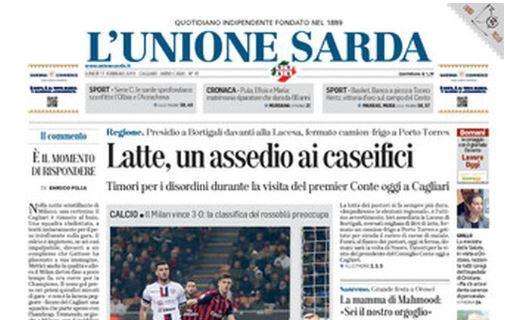 Unione Sarda: "Il Cagliari a fari spenti anche a San Siro"