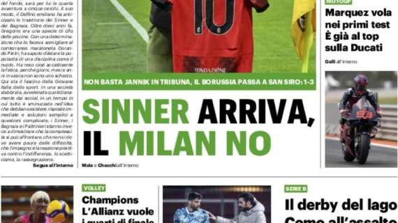 QS: "Sinner arriva, il Milan no". Rossoneri battuti dal Dortmund