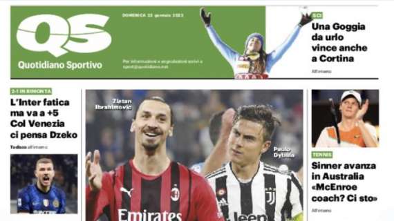 Milan-Juve, Il QS titola: "Ibra e Dybala, una semifinale"