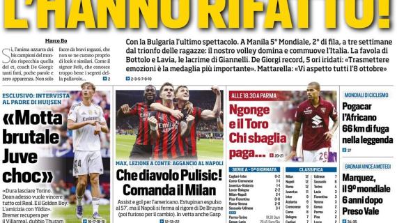 Tuttosport in prima pagina: “Che diavolo Pulisic! Comanda il Milan”