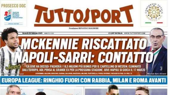 Tuttosport sull'Europa League: "Ringhio fuori con rabbia, avanti Milan e Roma"