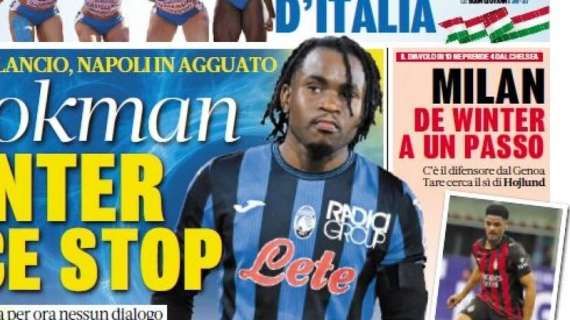 La Gazzetta in apertura: "Milan, De Winter a un passo"