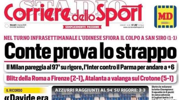 Il Milan frena, Corriere dello Sport: "Conte prova lo strappo"