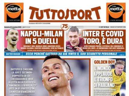 Tuttosport in prima pagina: "Napoli-Milan in 5 duelli"