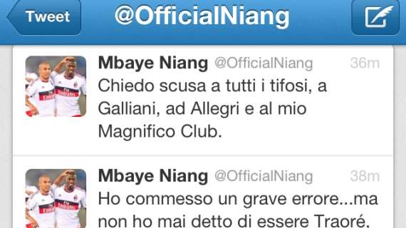 Niang su Twitter: "Ho commesso un grave errore, ma non ho detto di essere Traoré"