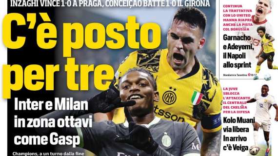 Milan in zona ottavi come Inter ed Atalanta. Il CorSport in prima pagina: "C'è posto per tre"