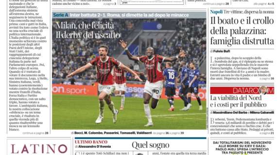 Il CorSera titola: "Milan, che felicità. Il derby del riscatto"