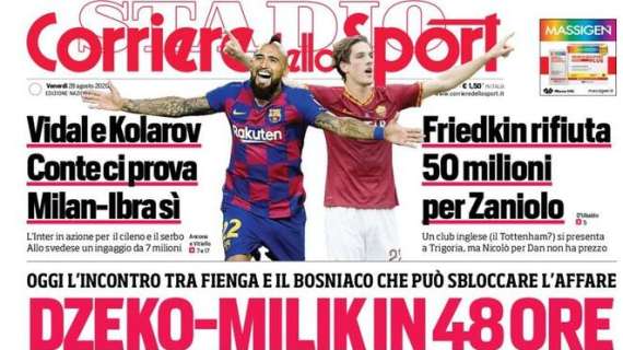 Il CorSport e il mercato delle milanesi: "Vidal e Kolarov, Conte ci prova. Milan-Ibra sì"