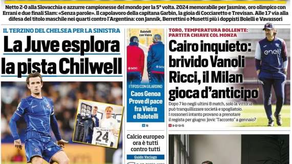 Tuttosport in prima pagina: "Ricci, il Milan gioca d'anticipo. Jovic al Toro a gennaio come acconto?"