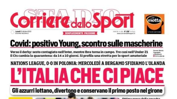 Il CorSport in prima pagina: "Covid: positivo Young. E' scontro sulle mascherine"