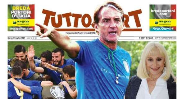 Gli azzurri e il ricordo della Carrà, Tuttosport: "Carràmba, Italia"