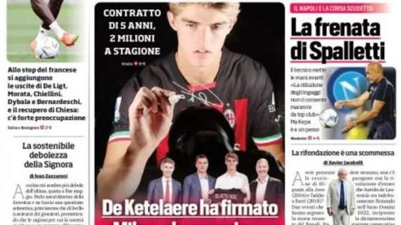 Il CorSport in prima pagina: "De Ketelaere ha firmato: 'Milan, che emozione!'"