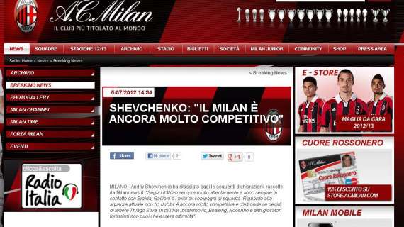 FOTO - L'intervista di MilanNews.it a Sheva sul sito ufficiale del Milan