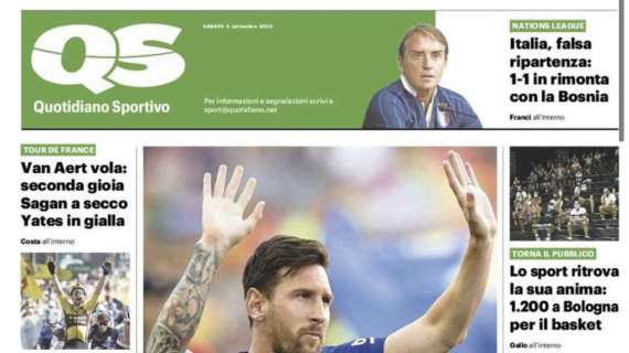 Il QS titola: "Italia, falsa ripartenza: 1-1 i rimonta con la Bosnia"