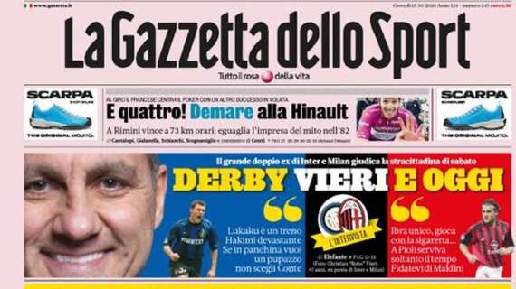 Inter-Milan, La Gazzetta dello Sport: "Derby Vieri e oggi"