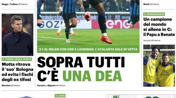 Il QS titola dopo Atalanta-Milan 2-1: "Sopra tutti c'è una Dea"