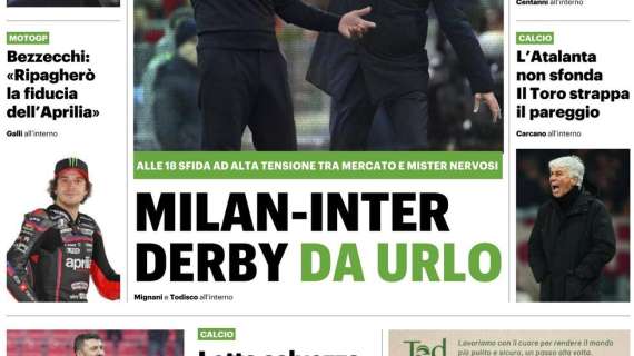 Il QS titola: "Milan-Inter derby da urlo"