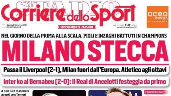 Milan e Inter ko, il CorSport in prima pagina: "Milano stecca"
