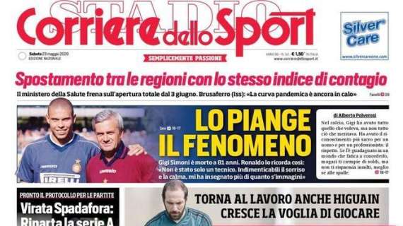 Il Corriere dello Sport titola: "Virata Spadafora: riparta la Serie A"