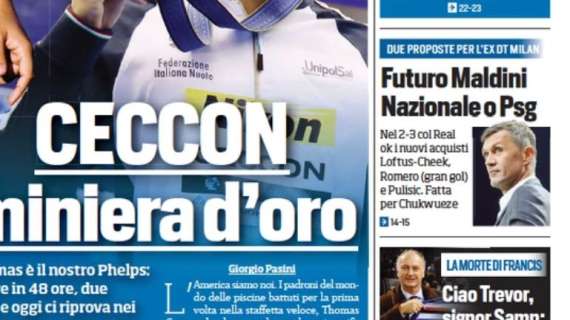 Tuttosport in prima pagina: “Futuro Maldini: Nazionale o PSG”.