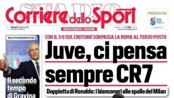 Corriere dello Sport: "Doppietta di Ronaldo, Juve alle spalle del Milan"