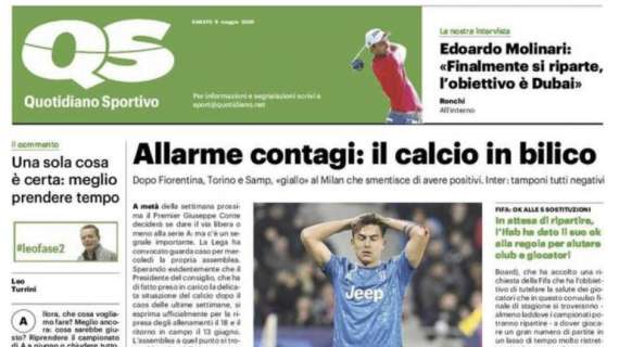 L'apertura del QS: "Allarme contagi: il calcio in bilico"