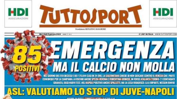 Covid, Tuttosport titola: "Emergenza, ma il calcio non molla"