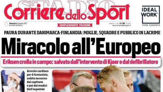 Paura per Eriksen, Corriere dello Sport: "Miracolo all'Europeo"