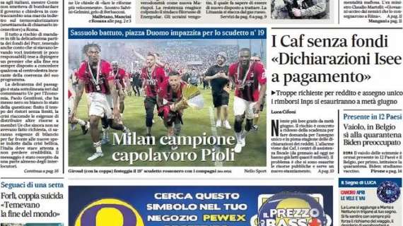 Il Messaggero sullo scudetto rossonero: “Milan campione, capolavoro Pioli”