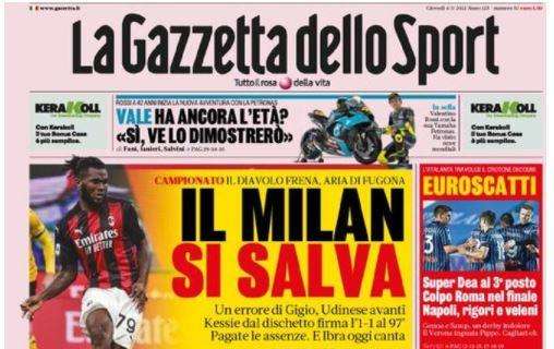 La Gazzetta dello Sport in prima pagina: "Il Milan si salva"