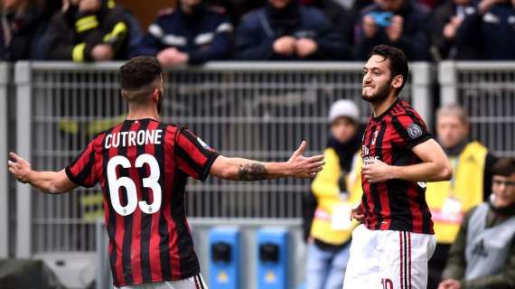 Milan-Verona 2-0 al primo tempo: Calhanoglu scatenato, bel gol di Cutrone