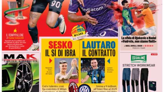 La Gazzetta in prima pagina sul mercato del Milan: “Sesko, il sì di Ibra”