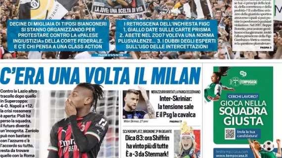 Tuttosport in prima pagina: "C'era una volta il Milan"